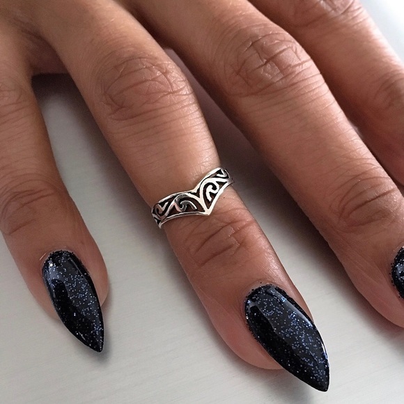 Sterling Silver V Shape Filigree Toe Ring, Silver Rings, Chevron Ring, Swirls - Picture 3 of 14